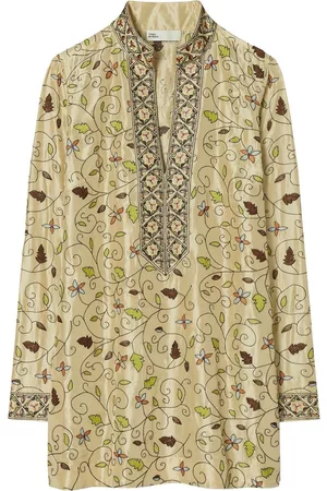 Tory Burch Leaf-print silk tunic