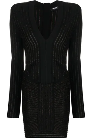 Balmain Ribbed V-neck mini dress