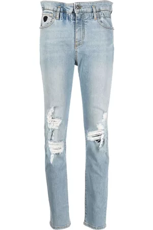 John Richmond Ripped-detail straight-leg jeans