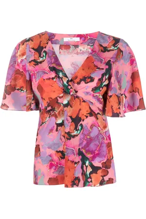 Paul Smith Gathered-detail abstract-print blouse