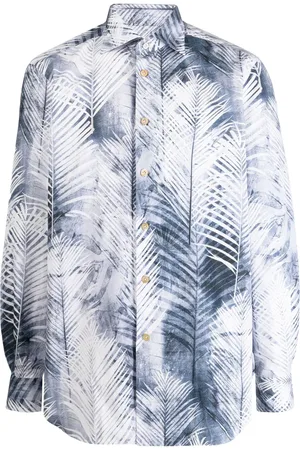 Kiton Palm tree-print long-sleeve shirt