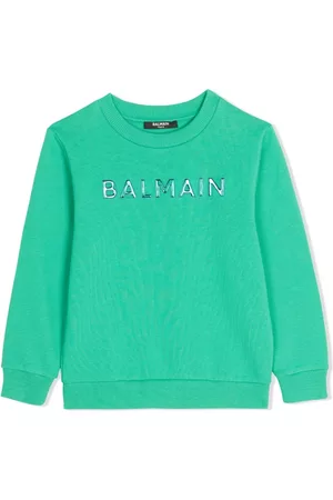Balmain Logo-embossed long-sleeve cotton sweatshirt