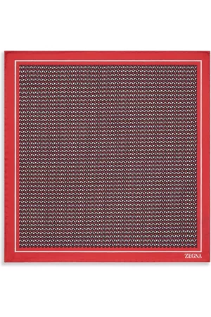 Z Zegna Men Bow Ties - Geometric-pattern silk pocket square