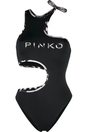 Pinko Cut-out logo-print swimsuit