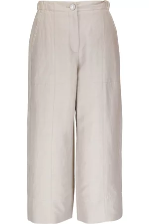 Agnona Wide-leg cropped linen trousers