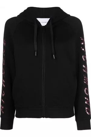 John Richmond Women Hoodies - Sequin-embellished zip-up hoodie