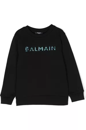 Balmain Logo-embossed long-sleeve cotton sweatshirt
