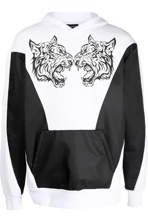 Philipp Plein Tiger-print panelled hoodie
