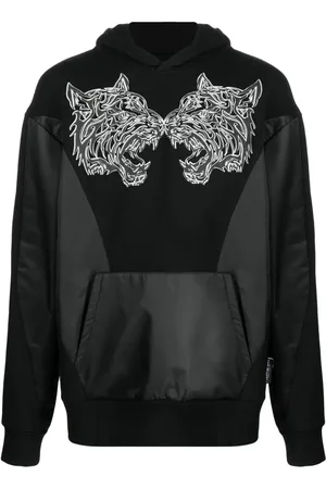 Philipp Plein Tiger-print panelled hoodie