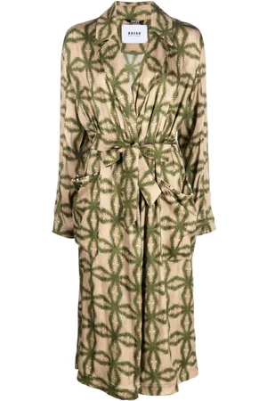 Bazar Deluxe Graphic-print belted trench coat