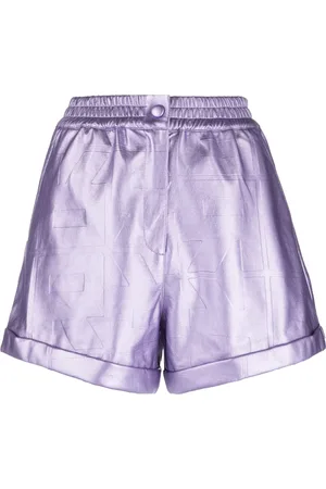 ROTATE Belina embossed-logo metallic shorts