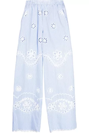 RED Valentino Women Wide Leg Pants - Guipure-embroidered wide-leg trousers