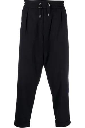 Balmain Embossed-button drawstring-waist trousers