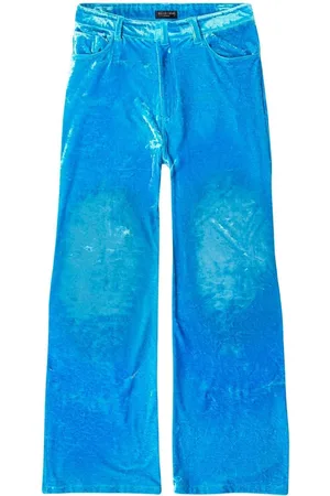Balenciaga Wide-leg crushed velvet trousers