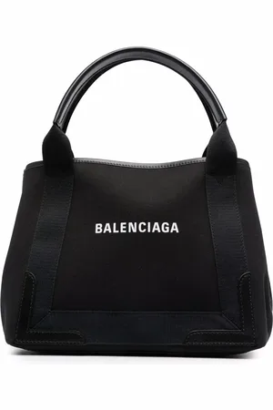 Balenciaga Navy Cabas logo tote bag