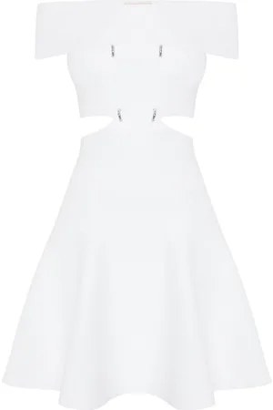 Alexander McQueen Off-shoulder flared mini dress