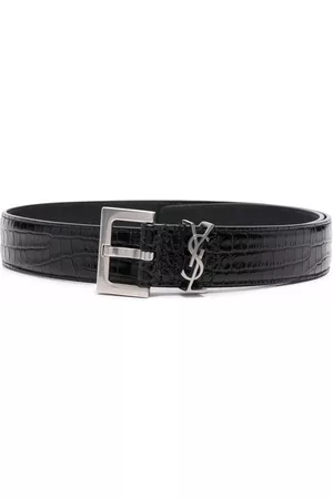 Saint Laurent Crocodile-effect leather belt
