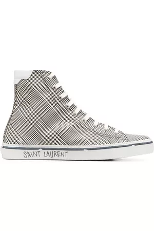Saint Laurent Men Sneakers - Checked high-top sneakers
