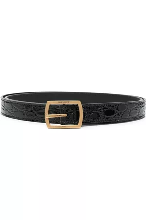 Saint Laurent Embossed crocodile-effect leather belt