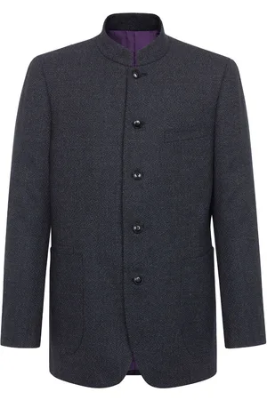 SHANGHAI TANG Mandarin collar wool blazer