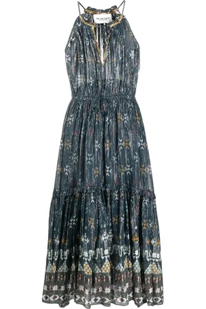 Marant Etoile Graphic-print halterneck midi dress