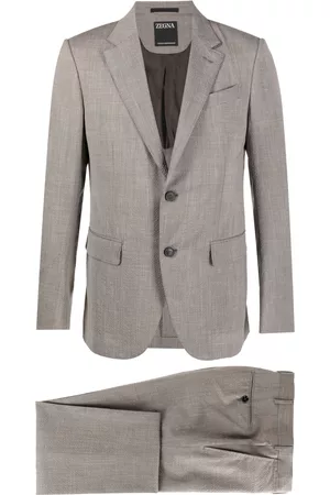 Z Zegna Logo-patch single-breasted suit
