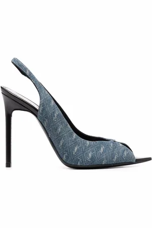Saint Laurent YSL logo-print heeled pumps