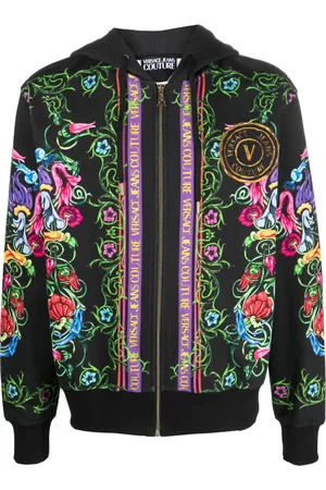 VERSACE Baroque-print cotton hoodie