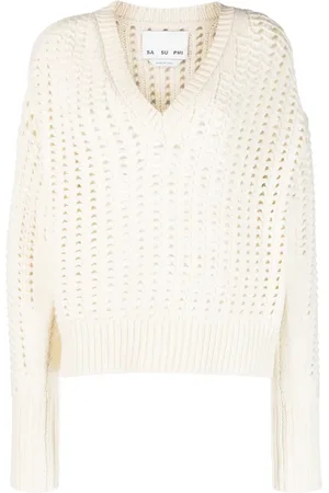 Sa Su Phi Open-knit V-neck jumper