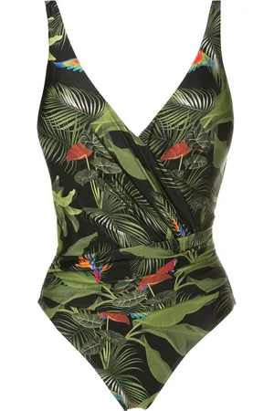 Lygia & Nanny Maisa leaf-print draped swimsuit