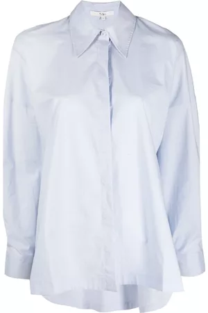 tibi Pointed flat-collar cotton shirt