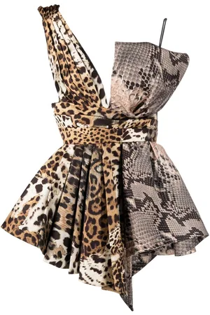 Roberto Cavalli Leopard-print flared mini dress