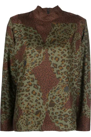 Saint Laurent 1980s leopard print silk blouse