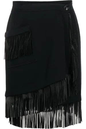 Saint Laurent 1970s fringed wool skirt