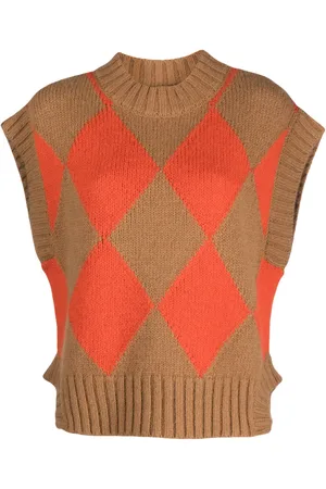 La DoubleJ Argyle-print knitted vest