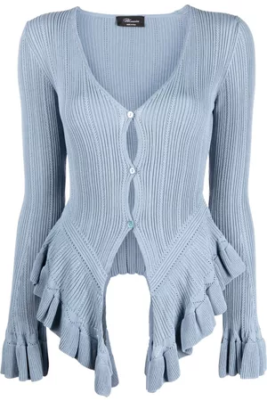 BLUMARINE Ruffled-hem knit cardigan