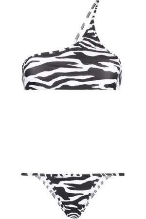 The Attico One-shoulder zebra-print bikini set