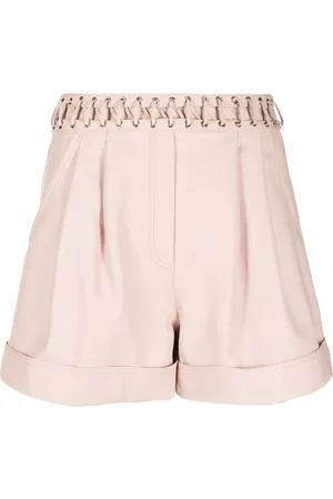Balmain Lattice-detail leather shorts