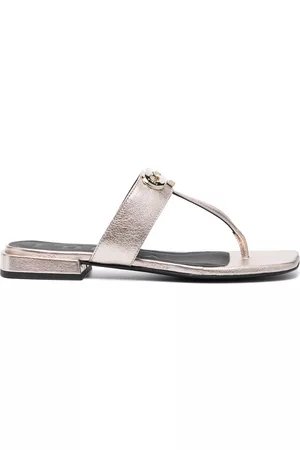 Furla Logo-plaque flat sheepskin sandals