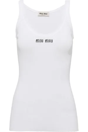Miu Miu Ribbed knit cotton tank top
