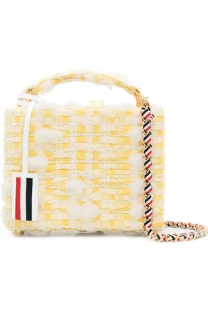 Thom Browne Mini tweed ribbon chain tote bag