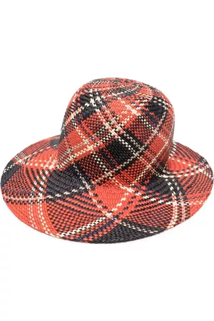 Thom Browne Tartan-print straw hat