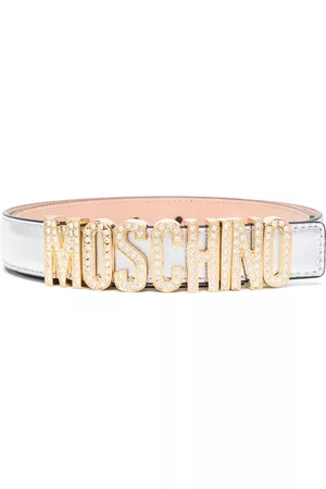 Moschino Women Belts - Embellished-logo leather belt