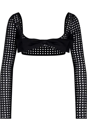 Giambattista Valli Bow-detail crochet cropped top