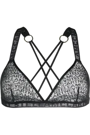 Stella McCartney Cross-over logo-print bra