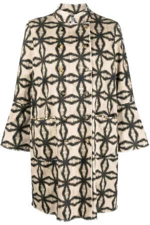 Bazar Deluxe Women Coats - Double-breasted geometric print coat