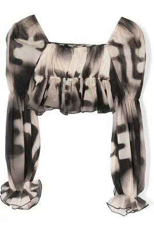 Elisabetta Franchi La Mia Bambina Girls Blouses - Abstract-print cropped blouse