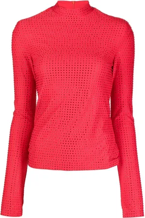 Salvatore Ferragamo Rhinestone-embellished long-sleeved top