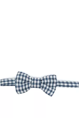Il gufo Boys Bow Ties - Linen plaid check-pattern bow tie