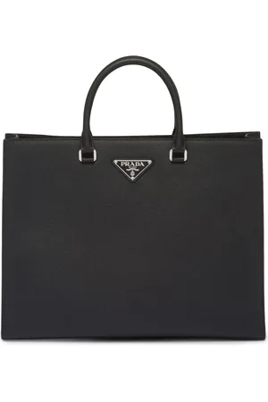 Prada Leather logo-patch tote bag